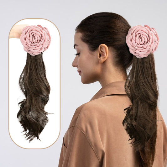 Parrucca riccia di alta qualità con una clip di artigli di capelli rose
