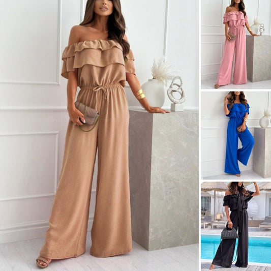 🌺Teacht Nua🍑Jumpsuit Ruffáilte Lasmuigh den Ghualainn do Mhná