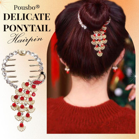 Pousbo® delicate paardenstaart haarspeld pauw haarclip
