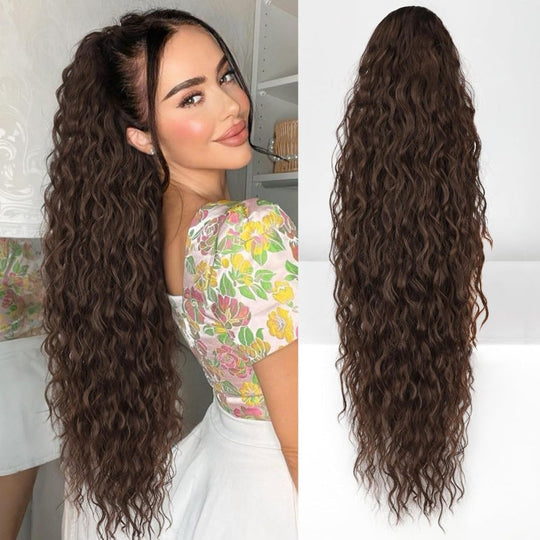 💜Curly Wavy Frizzy Hair Extension with Ponytail💜Convertible Ponytail | Human Hair Blend