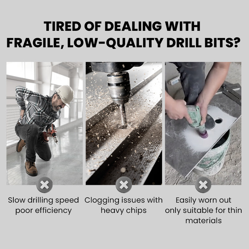 🔥2025 Hot Sale🔥High-Strength 4-Flute Serrated Eccentric Drill Bit Kit - Durable & Versatile for All DIY Projects