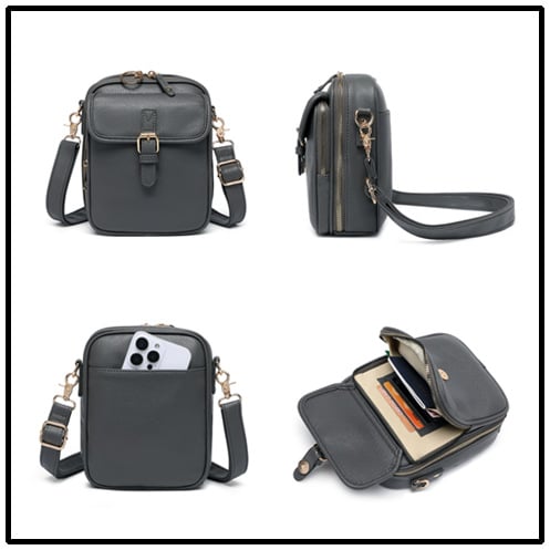 Vintage Crossbody Leather Bag – Adjustable & Spacious Design