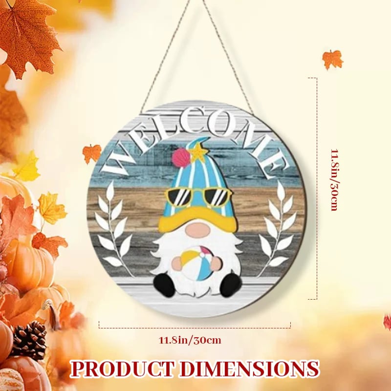 🍁Las mejores decoraciones navideñas🎄Letrero de bienvenida de gnomo de madera intercambiable🎈