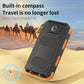 Portable Solar Charger Power Bank with LED Flashlight - Dual USB-A Output, Waterproof Outdoor Design with Compass & Carabiner