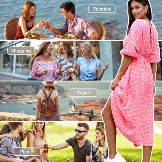 🎨Nuovo arrivo 50% di sconto💥Abito stampato con scollo a V da donna – Pennellate d'estate🌺