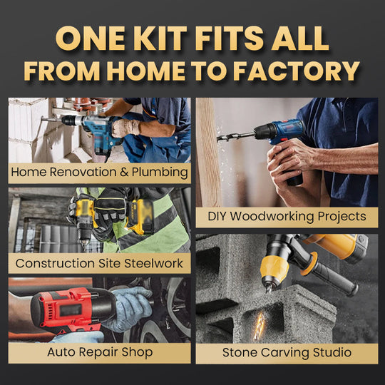 🔥2025 Hot Sale🔥High-Strength 4-Flute Serrated Eccentric Drill Bit Kit - Durable & Versatile for All DIY Projects