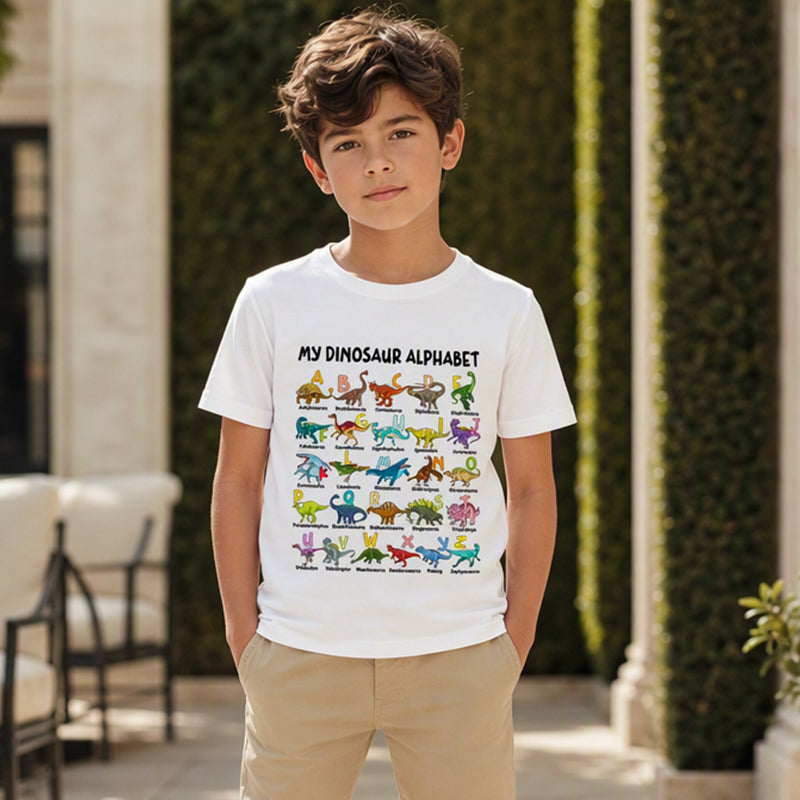 🦖Hot Sale 50% OFF✨Kids Dinosaur Alphabet Graphic T-Shirt