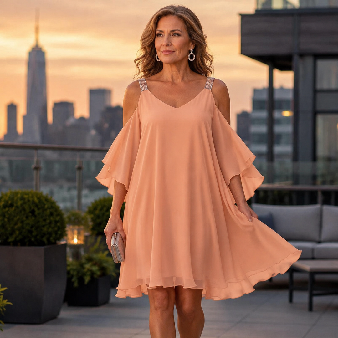 ⏳Limited-time 50% off⏰👗Women's Summer Cold Shoulder Chiffon Dress💎