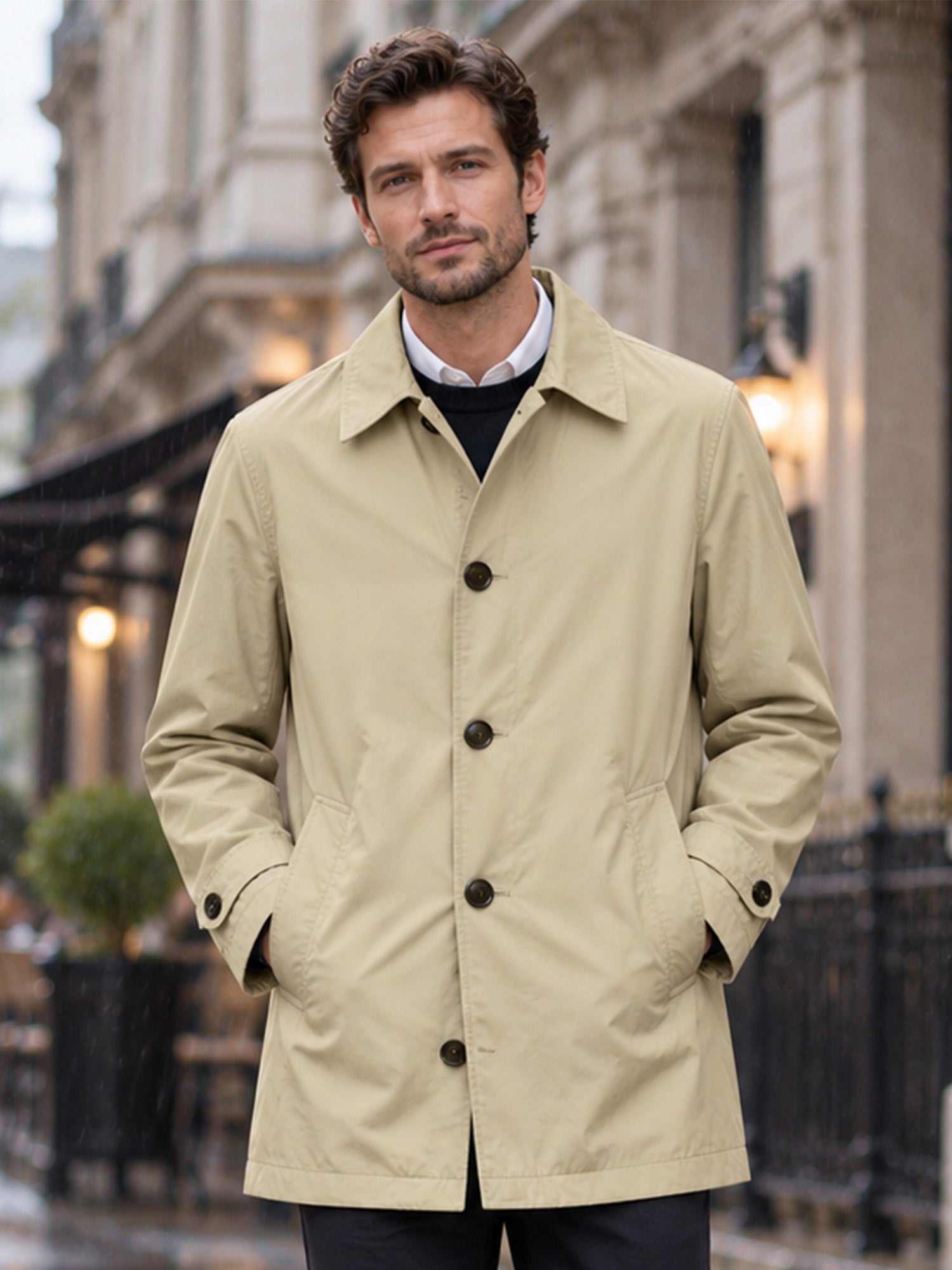 Trench imperméable mi-long pour homme