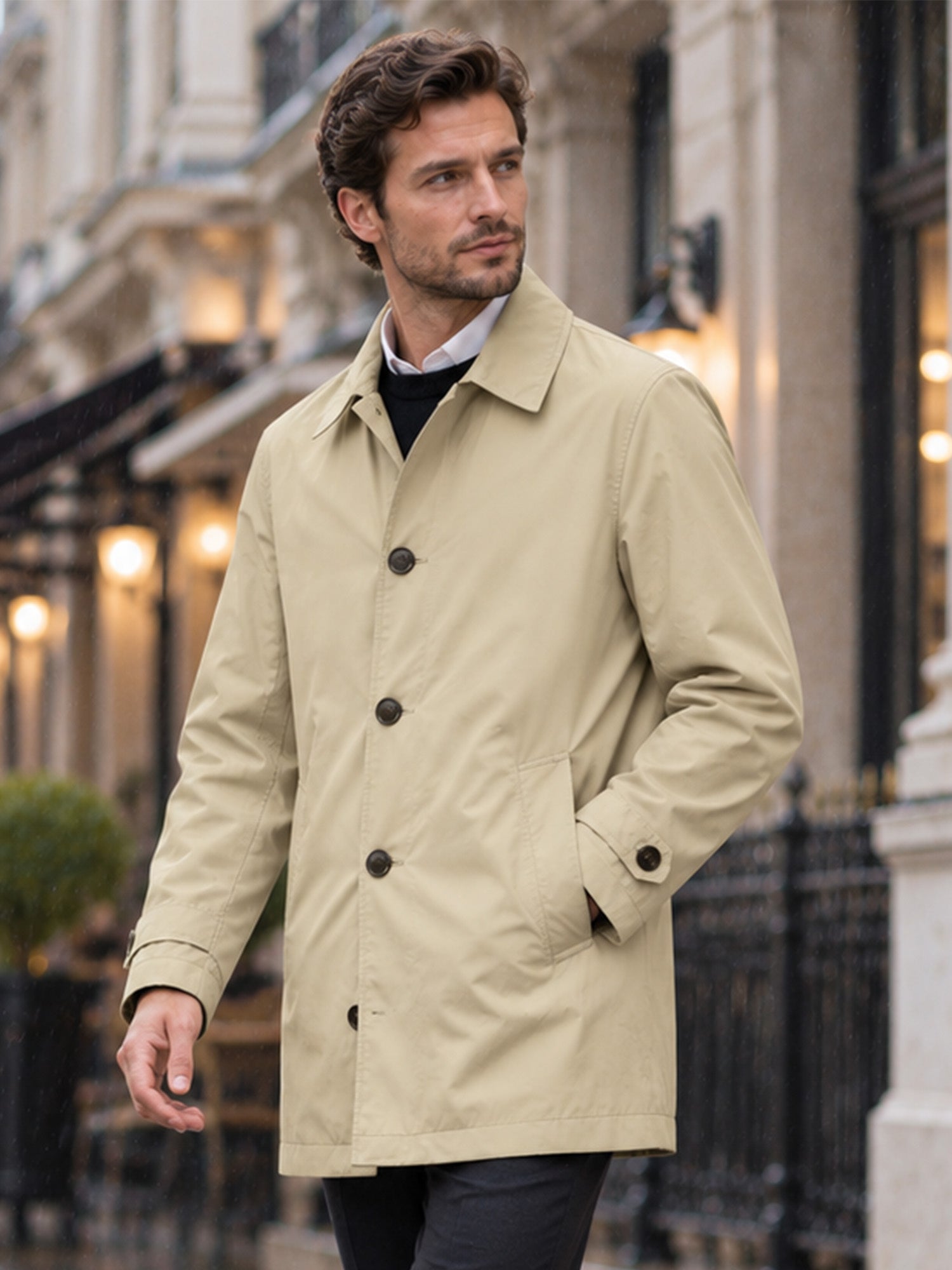 Trench imperméable mi-long pour homme
