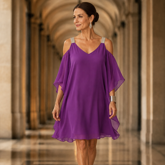 ⏳Limited-time 50% off⏰👗Women's Summer Cold Shoulder Chiffon Dress💎