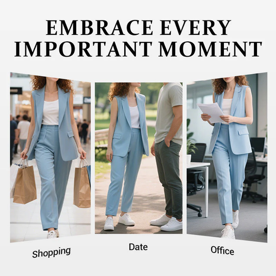 ⏰Ultimo giorno di vendita 49% di sconto💖Blazer elegante senza maniche da donna & Set di pantaloni a vita alta