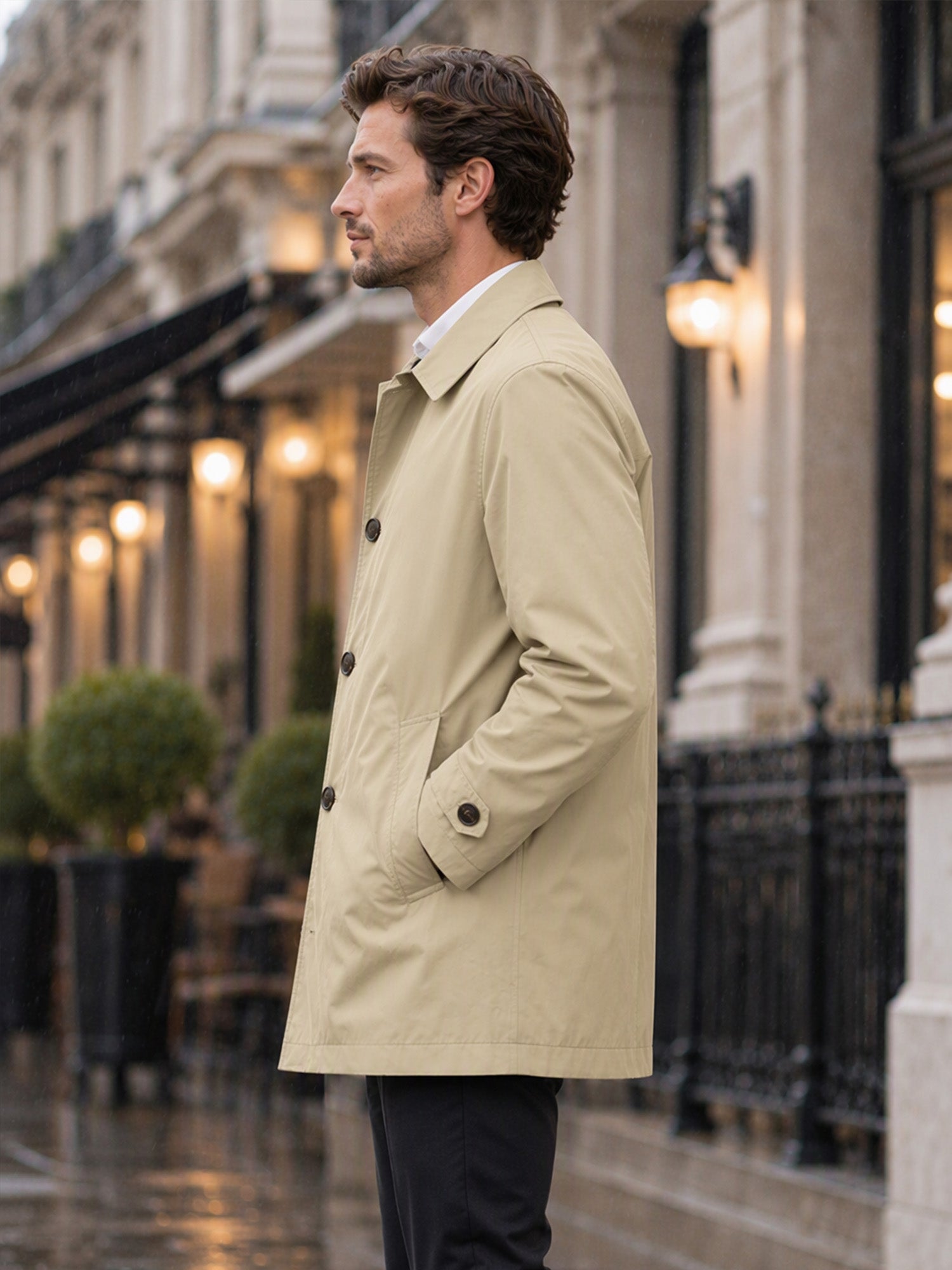Trench imperméable mi-long pour homme