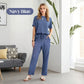 🤍Set bluză elegantă minimalistă cu pantaloni largi🖤Set de două piese la modă, culoare uni