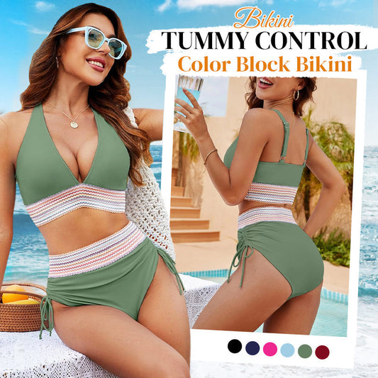 🔥Summer Sale 49% OFF💥High Waisted Tummy Control Color Block Bikini Sets👙 | Flattering & Stylish for Summer Confidence