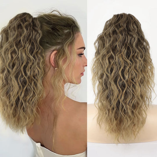 💜Curly Wavy Frizzy Hair Extension with Ponytail💜Convertible Ponytail | Human Hair Blend