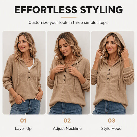 Bestseller🏆🧥 Ribbed Hooded Knit Top – Timeless Silhouette & All-Day Comfort for Every Occasion