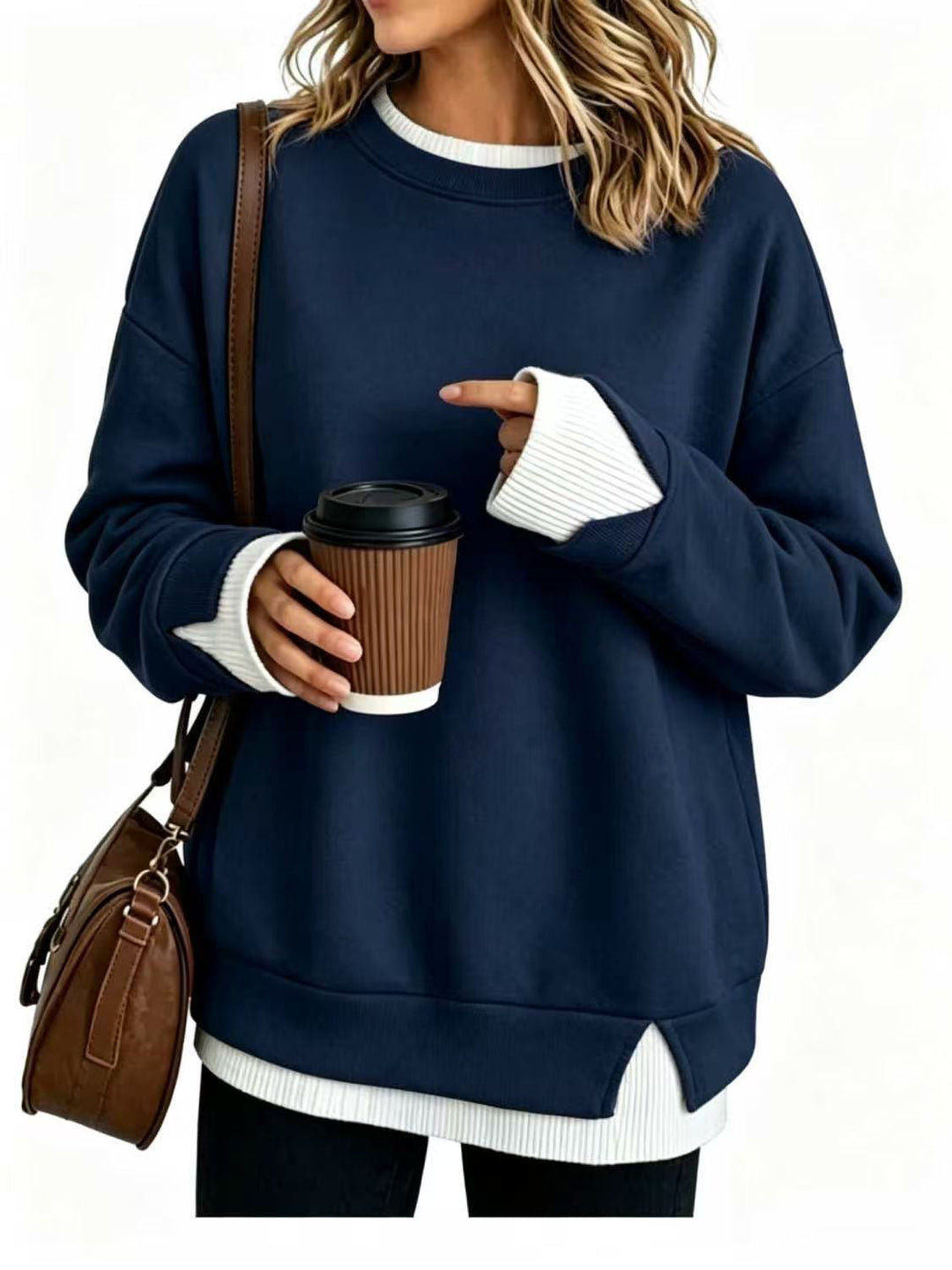 🌻50% OFF FLASH SALE! ✨💗Women's Loose Faux Two-Piece Sweatshirt 