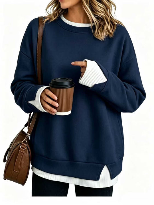🌻50% OFF FLASH SALE! ✨💗Women's Loose Faux Two-Piece Sweatshirt 