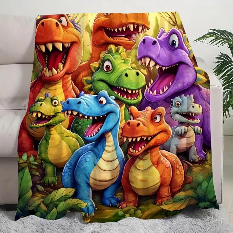 🎉Božićna rasprodaja🎅🎄Mekana deka s slatkim nasmijanim dinosaurima, HD digitalnim otiskom, flanel🦕🔥
