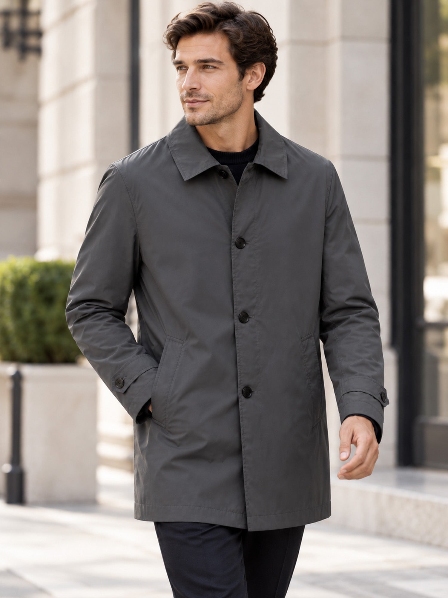 Trench imperméable mi-long pour homme