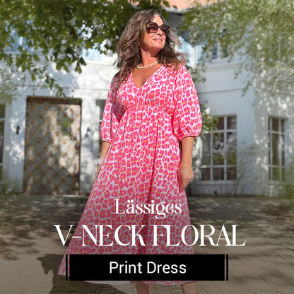 🎨Noutăți Reducere 50%💥Rochie imprimeată cu decolteu în V pentru femei – Brushstrokes of Summer🌺
