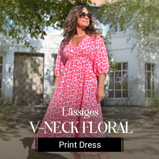 🎨Noutăți Reducere 50%💥Rochie imprimeată cu decolteu în V pentru femei – Brushstrokes of Summer🌺