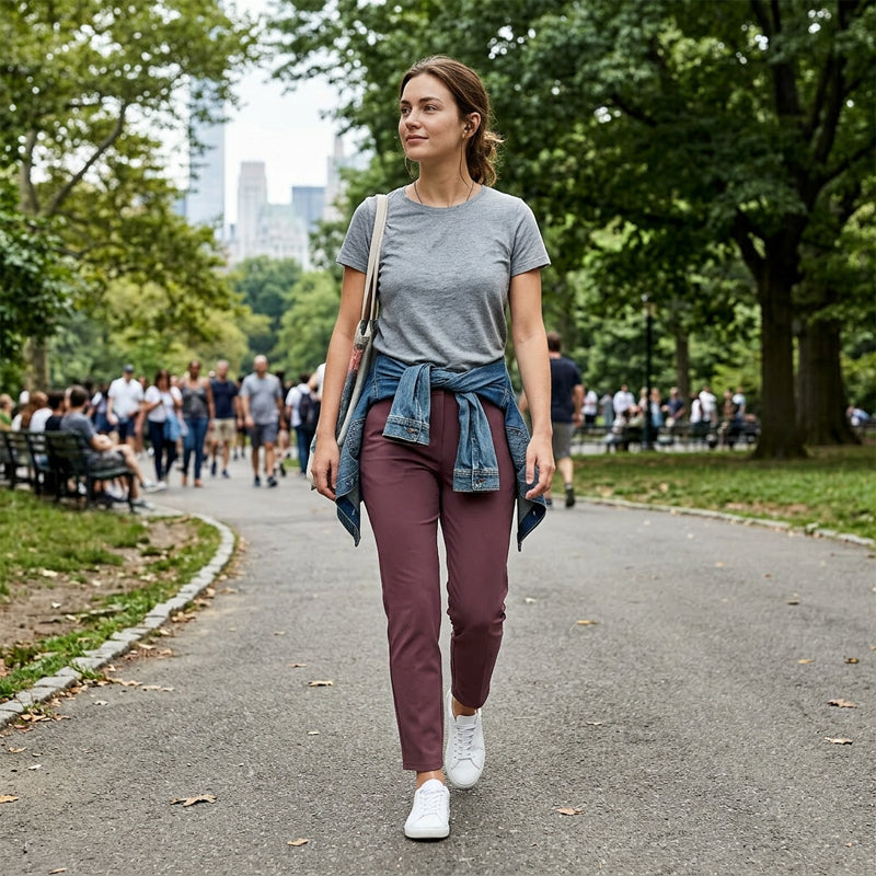 ⏳LIMITED OFFER 50% OFF🌞Women’s Fitted High-Waisted Zip-Pocket Trousers - 👖Lightweight, Breathable, Soft 26"/27" Ankle Pants with Zipper Pockets