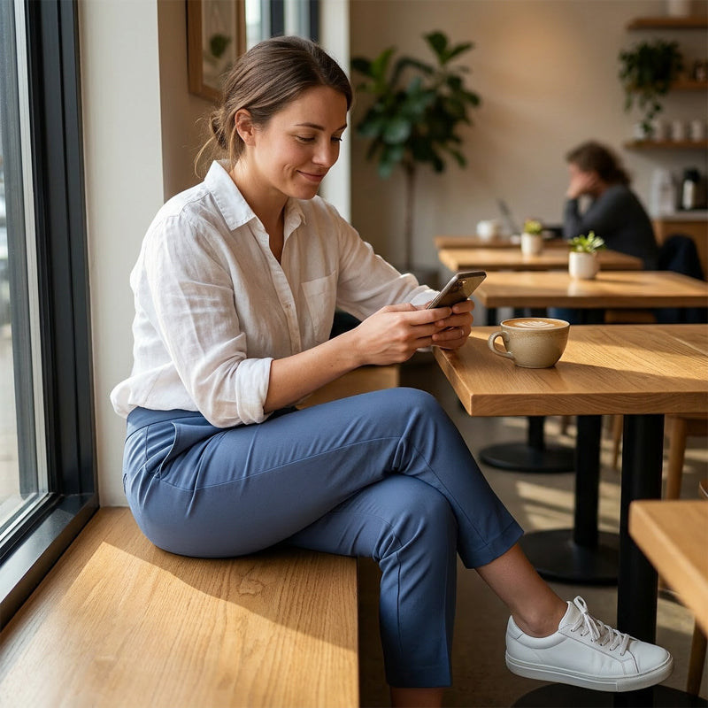 ⏳LIMITED OFFER 50% OFF🌞Women’s Fitted High-Waisted Zip-Pocket Trousers - 👖Lightweight, Breathable, Soft 26"/27" Ankle Pants with Zipper Pockets