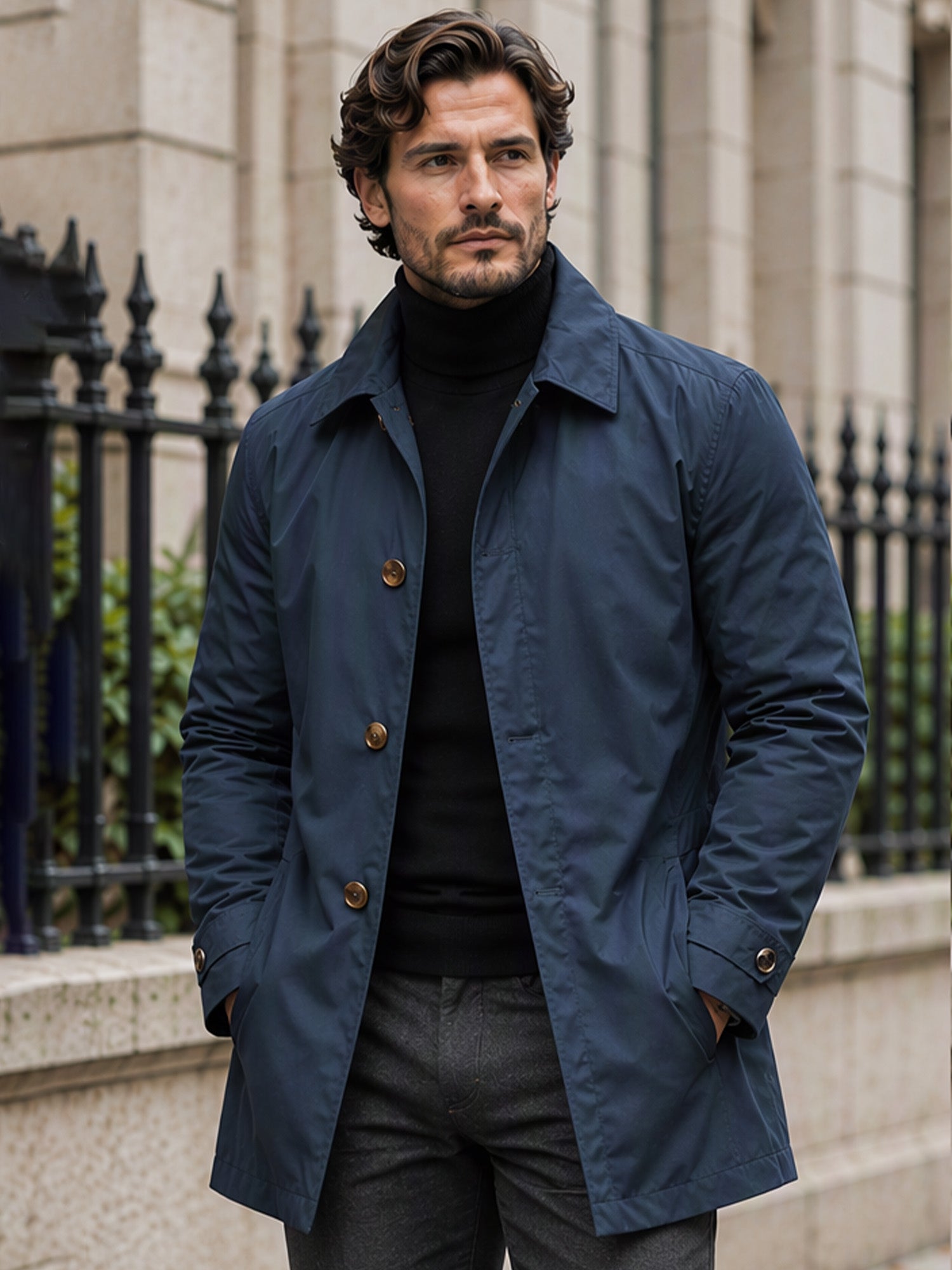Trench imperméable mi-long pour homme