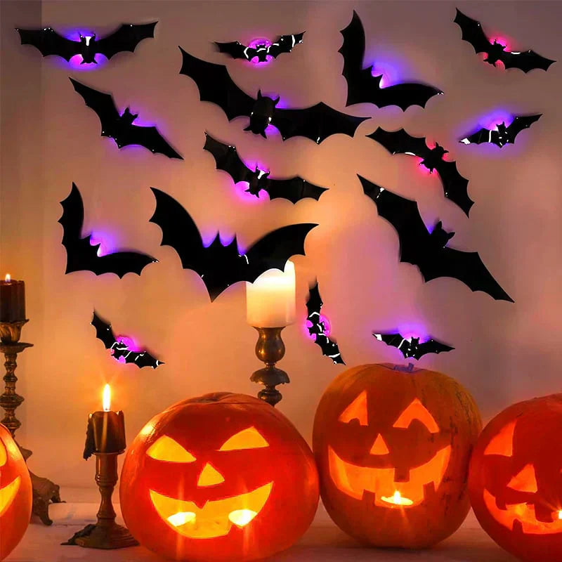 🎃Halloween-Aktion: 50 % Rabatt🎃36er-Packung 3D-Leuchtfledermäuse (zum Aufkleben, LED-Beleuchtung, mehrfarbig) – Sofortige Wandgestaltung für drinnen und draußen