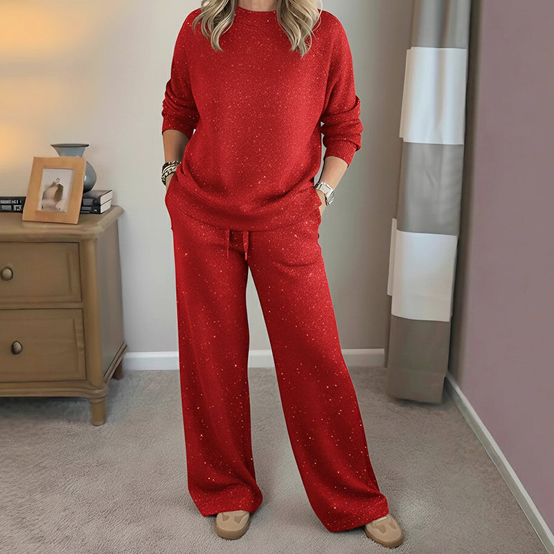 ⏰Last Day Sale - 50% OFF✨Women's Glitter Pullover Sweater & Pants 2-Piece Set