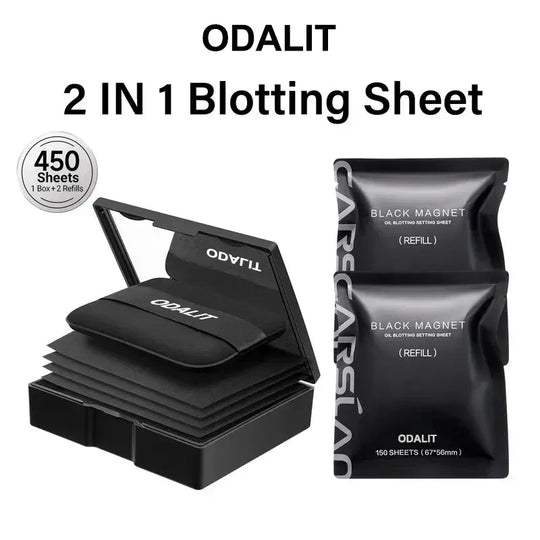 ⏰LAST DAY - BUY 1 GET 2 FREE!!💝Black Magnet Oil Blotting Setting Sheet With Powder More Control Oil Keep Fresh 2 IN 1 Blotting Sheet