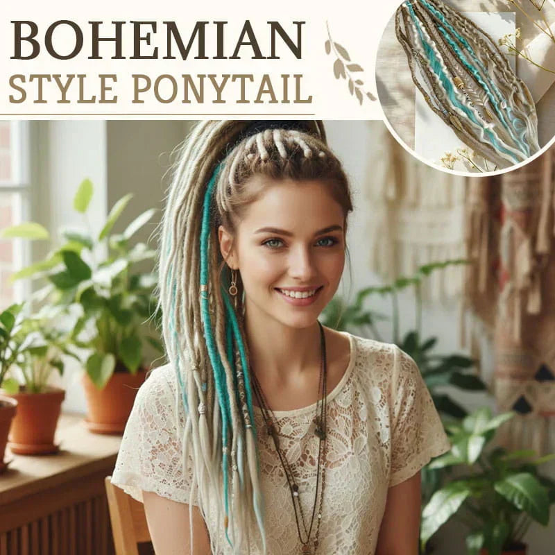 📢📢50%  OFF !! ⏰Bohemian Textured Ponytail | Instant Dreadlock Hair Extension | Easy Clip-In for Festivals & Nights Out