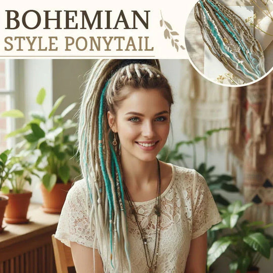 📢📢50%  OFF !! ⏰Bohemian Textured Ponytail | Instant Dreadlock Hair Extension | Easy Clip-In for Festivals & Nights Out