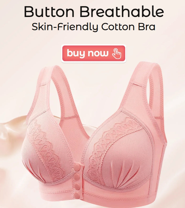 📢👙LAST DAY SPECIAL PRICE⚡CloudComfort™ Front-Button Cotton Bra – Breathable • Wire-Free • All-Day Support • Non-Padded & Skin-Friendly 🌿
