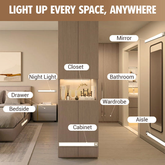 🎁Последен ден Купете 2, вземете 1 безплатно💡🏆Светкавична разпродажба⚡ Интелигентни сензорни магнитни акумулаторни LED светлини без перфоратор