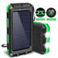Portable Solar Charger Power Bank with LED Flashlight - Dual USB-A Output, Waterproof Outdoor Design with Compass & Carabiner