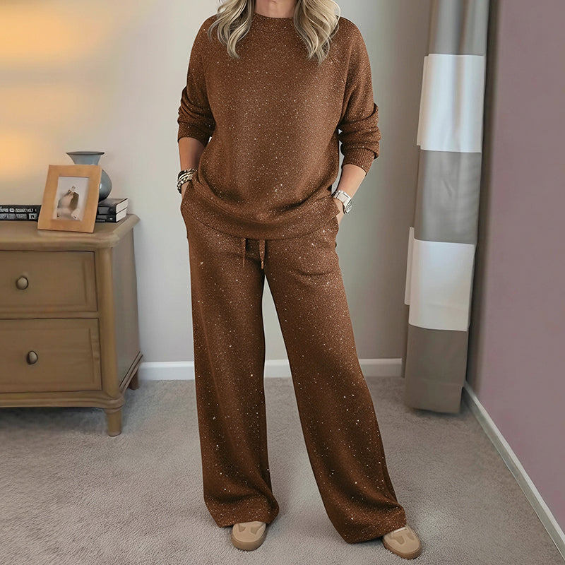 ⏰Разпродажба в последния ден - 60% отстъпка✨Дамски пуловер с блясък & Комплект от 2 панталона