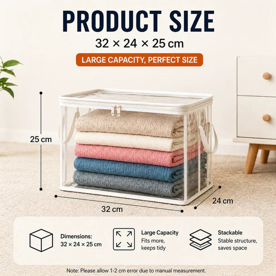 🔥Buy 2 Get 1 Free📦Portable Large Heavy-Duty Thick Plastic Clear Storage Box with Hinged Lid | Home, Travel & Camping
