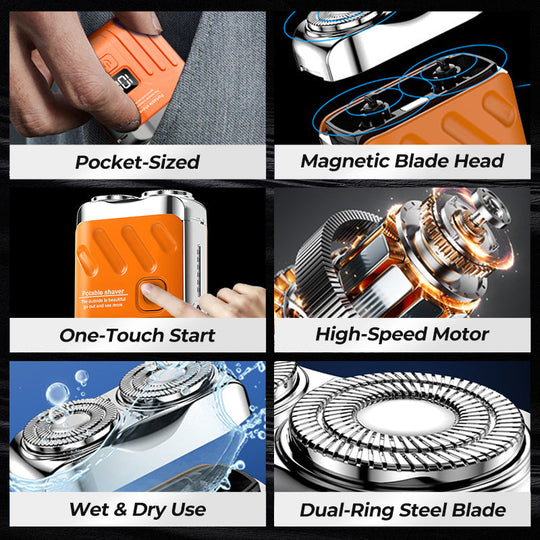 🔥2025 New Design 50% Off🔥Mini Electric Rotary Dual Ring Pocket Shaver
