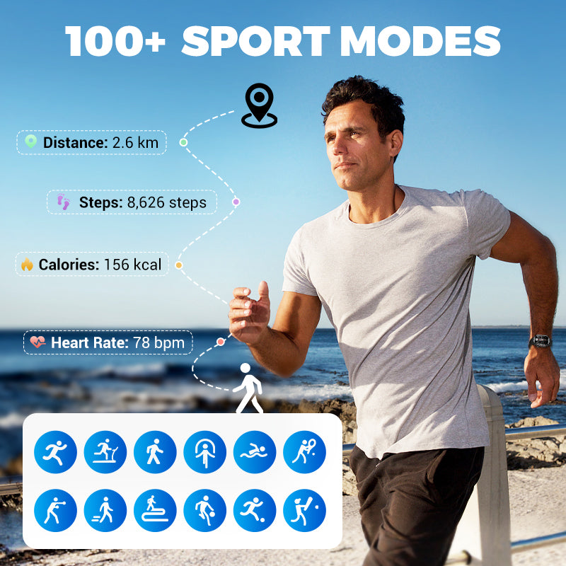 📣💧Vattentätning Den ultimata följeslagaren utomhus⌚ Robust smartklocka för utomhusbruk - 100+ sportlägen