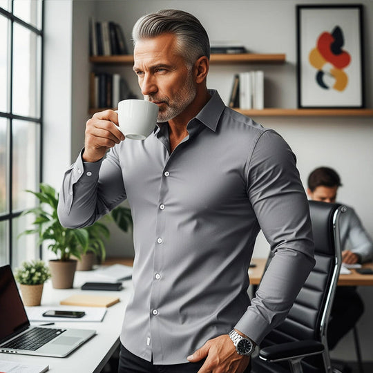 🔥50% OFF!🔥Men's Solid Color Lapel Long Sleeve Button-Down Shirts