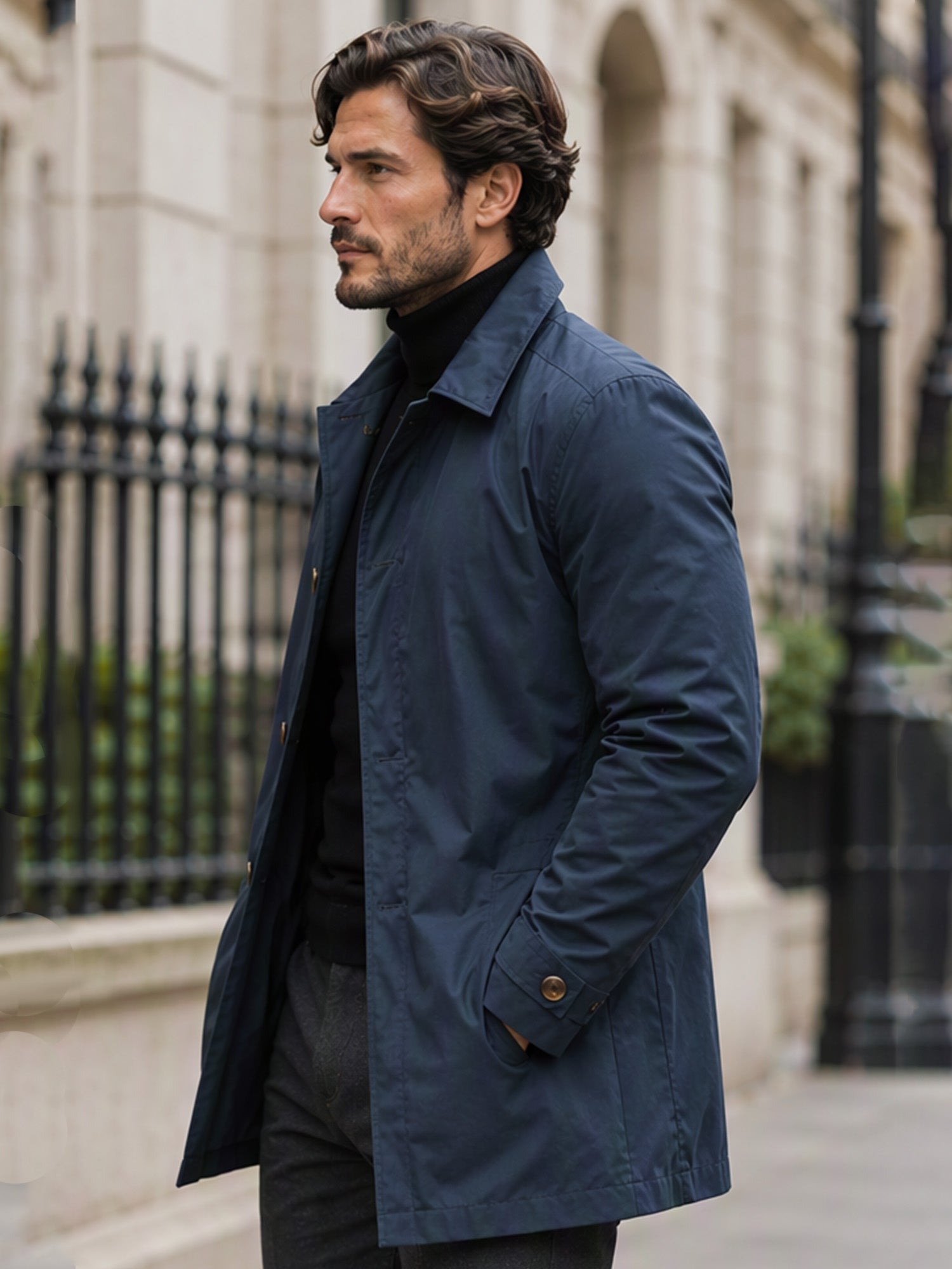 Trench imperméable mi-long pour homme