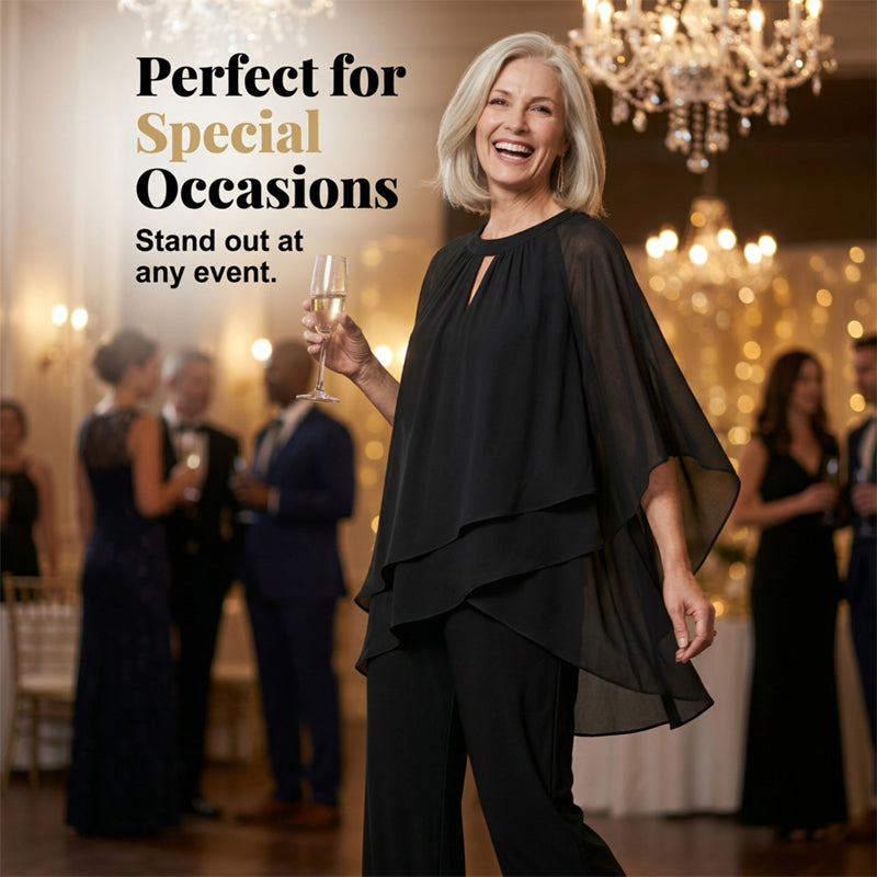 Women's Elegant Asymmetrical Two-Piece Pant Set