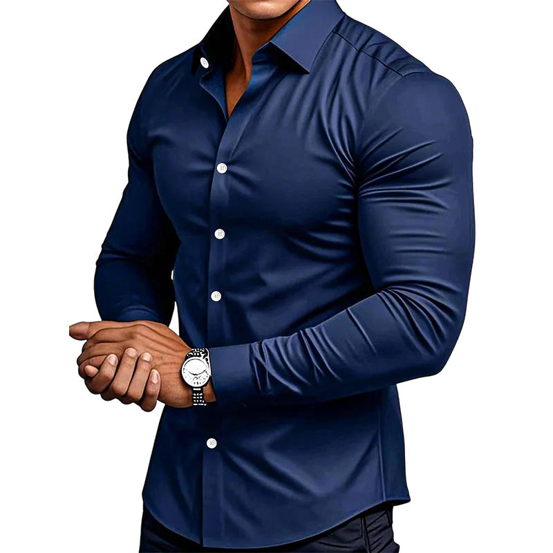 🔥50% OFF!🔥Men's Solid Color Lapel Long Sleeve Button-Down Shirts