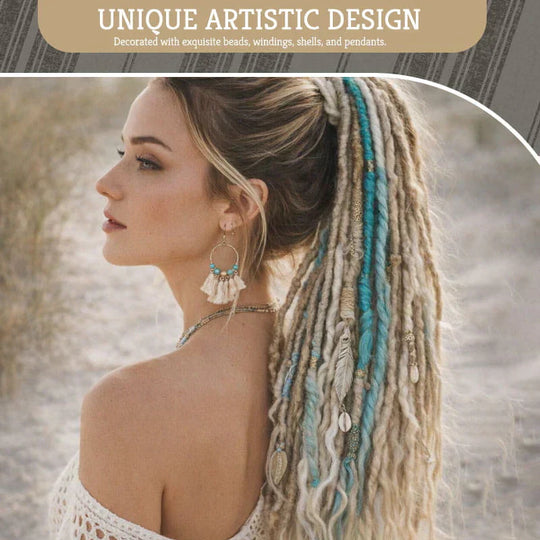 📢📢50%  OFF !! ⏰Bohemian Textured Ponytail | Instant Dreadlock Hair Extension | Easy Clip-In for Festivals & Nights Out
