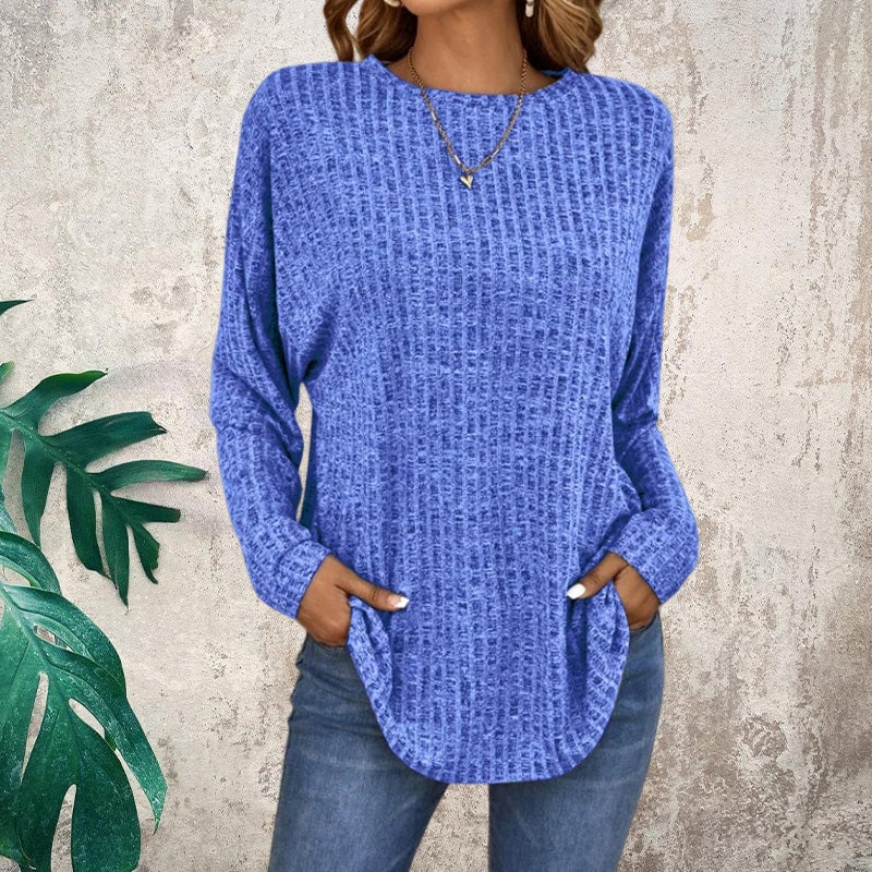 Casual Long-Sleeve Top – Soft Knit, Loose Fit & Versatile Style for All Body Types 🌸🧥