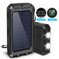 Portable Solar Charger Power Bank with LED Flashlight - Dual USB-A Output, Waterproof Outdoor Design with Compass & Carabiner