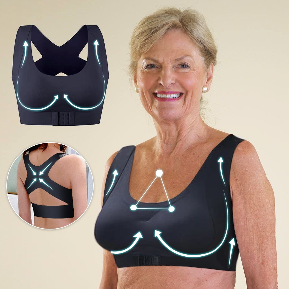 ⏰Front Closure Cross-Back Wireless Posture Bra